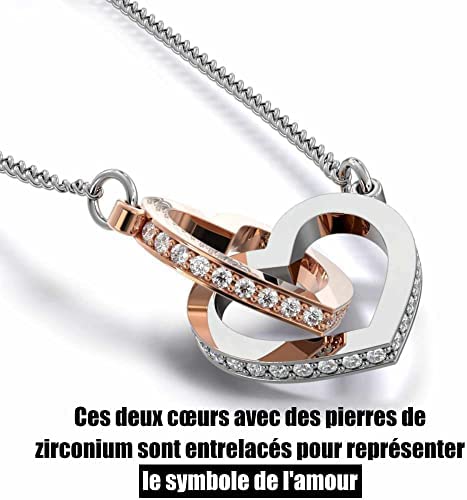 Collier Personnalisé pour Femme avec Pendentif en Forme de Coeurs Entrelacés Contenant un Message d’Amour pour Votre Soeur | Livré dans sa Boite à Bijoux | Idée Cadeau Anniversaire, Noël, Mariage Collier Personnalisé pour Femme avec Pendentif en Forme de Coeurs Entrelacés Contenant un Message d’Amour pour Votre Soeur | Livré dans sa Boite à Bijoux | Idée Cadeau Anniversaire, Noël, Mariage
