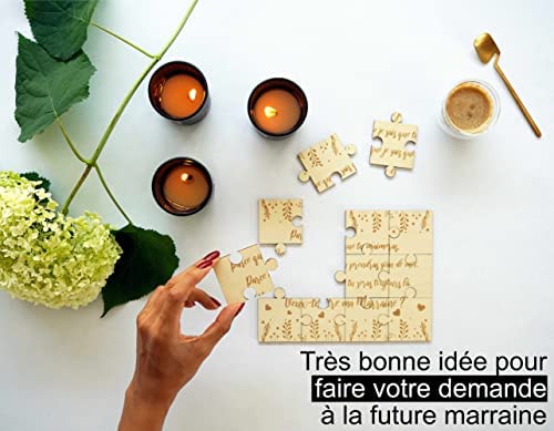 Puzzle en Bois Annonce Grossesse pour Marraine, Idee Cadeau Casse Tete Original et Personnalisé pour Faire Votre Demande, Annonce Drôle et Insolite Naissance de Bébé, Livré dans Une Pochette Cadeau Puzzle en Bois Annonce Grossesse pour Marraine, Idee Cadeau Casse Tete Original et Personnalisé pour Faire Votre Demande, Annonce Drôle et Insolite Naissance de Bébé, Livré dans Une Pochette Cadeau