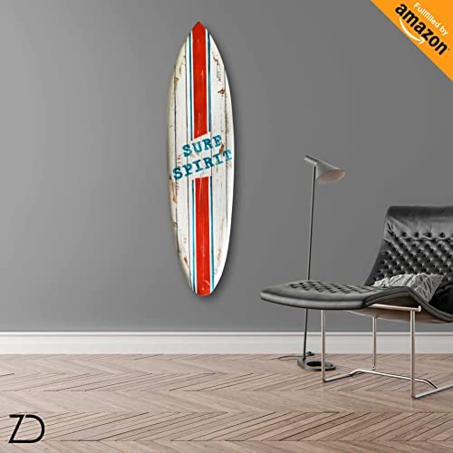 Planche de Surf Décorative en Bois de Manguier Fabriquée à la Main à Bali. Deco murale boheme à suspendre dans la chambre, le salon. Idée cadeau déco bord de mer, été, hawaii, vintage (Surf Spirit)