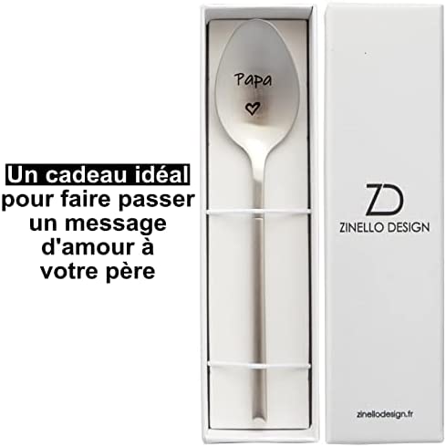 Cuillère Gravée 'Je T'aime Papa' - Acier Inoxydable, 19,5 Cm - Cadeau Fête Des Pères, Anniversaire, Noël - Idée Cadeau Personnalisée Pour Père