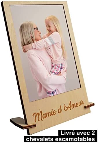 Cadre Photo Personnalisé en Bois Aimanté pour Frigo ou avec Support à Poser pour Mamie | Photo Format Standard 10x15cm | Porte Photo Magnétique pour Surface Métalliques | Idée Cadeau Grand Mère Cadre Photo Personnalisé en Bois Aimanté pour Frigo ou avec Support à Poser pour Mamie | Photo Format Standard 10x15cm | Porte Photo Magnétique pour Surface Métalliques | Idée Cadeau Grand Mère