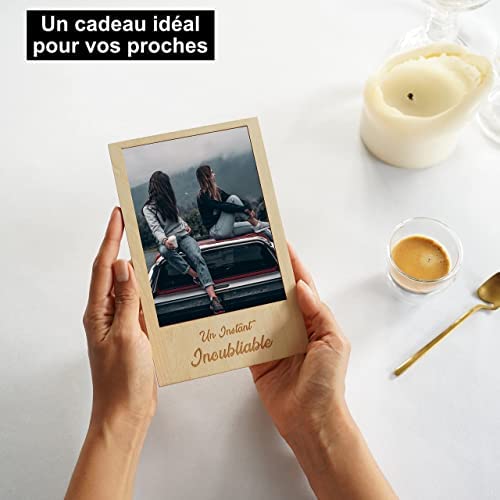 Cadre Photo Personnalisé en Bois Aimanté pour Frigo ou avec Support à Poser sur Meuble Table | Photo Format Standard 10x15cm | Porte Photo Magnétique pour Surface Métalliques pour Offrir | Idée Cadeau