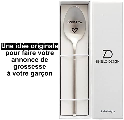 Cuillère avec Message d’Amour, Idee Cadeau Original et Personnalisé pour une Fête, Noël ou un Anniversaire, Cuillère à Café / Dessert avec son Coffret pour Offrir (Grand Frère)
