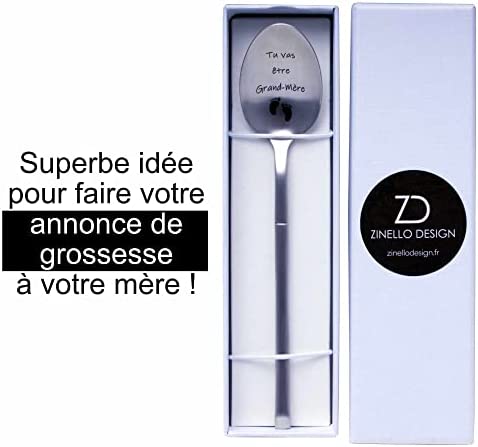 Cuillère Annonce Grossesse pour Grand-Mère, Idee Cadeau Original et Personnalisé pour Future Mamie, Annonce Drôle et Insolite Naissance de Bébé, Cuillère à Café / Dessert avec son Coffret pour Offrir. Cuillère Annonce Grossesse pour Grand-Mère, Idee Cadeau Original et Personnalisé pour Future Mamie, Annonce Drôle et Insolite Naissance de Bébé, Cuillère à Café / Dessert avec son Coffret pour Offrir.