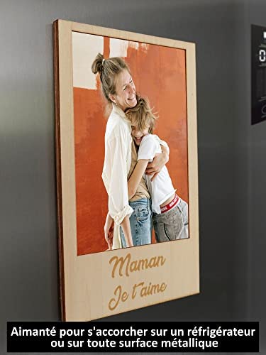 Cadre Photo Personnalisé en Bois Aimanté pour Frigo ou avec Support à Poser pour offrir à votre mère | Photo Format Standard 10x15cm | Porte Photo Magnétique pour Surface Métallique| Idée Cadeau Maman Cadre Photo Personnalisé en Bois Aimanté pour Frigo ou avec Support à Poser pour offrir à votre mère | Photo Format Standard 10x15cm | Porte Photo Magnétique pour Surface Métallique| Idée Cadeau Maman