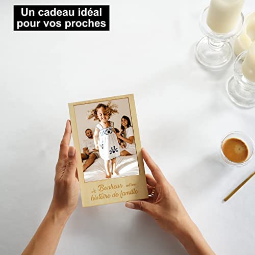 Cadre Photo Personnalisé en Bois Aimanté pour Frigo ou avec Support à Poser sur Meuble Table | Photo Format Standard 10x15cm | Porte Photo Magnétique pour Surface Métalliques pour Offrir | Idée Cadeau