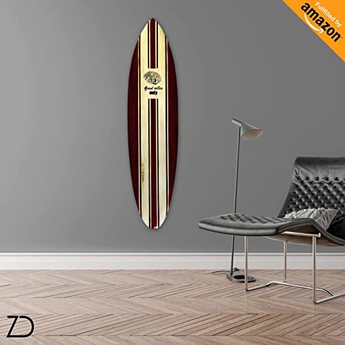 Planche de Surf Décorative en Bois de Manguier Fabriquée à la Main à Bali. Deco murale boheme à suspendre dans la chambre, le salon. Idée cadeau déco bord de mer, été, hawaii, vintage (Good Vibes)