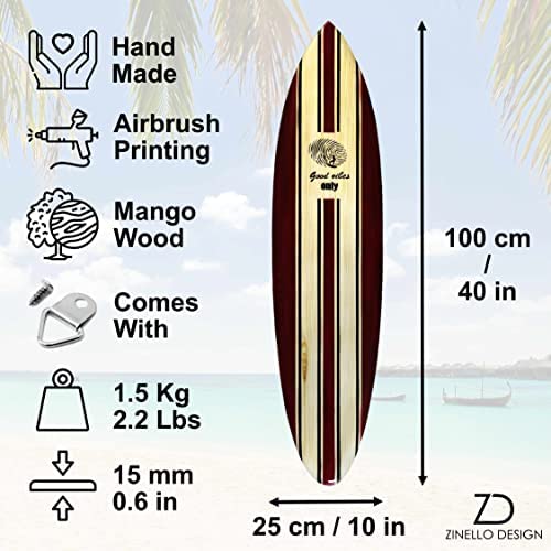 Planche de Surf Décorative en Bois de Manguier Fabriquée à la Main à Bali. Deco murale boheme à suspendre dans la chambre, le salon. Idée cadeau déco bord de mer, été, hawaii, vintage (Good Vibes) Planche de Surf Décorative en Bois de Manguier Fabriquée à la Main à Bali. Deco murale boheme à suspendre dans la chambre, le salon. Idée cadeau déco bord de mer, été, hawaii, vintage (Good Vibes)