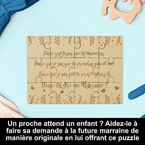 Puzzle en Bois Annonce Grossesse pour Marraine, Idee Cadeau Casse Tete Original et Personnalisé pour Faire Votre Demande, Annonce Drôle et Insolite Naissance de Bébé, Livré dans Une Pochette Cadeau Puzzle en Bois Annonce Grossesse pour Marraine, Idee Cadeau Casse Tete Original et Personnalisé pour Faire Votre Demande, Annonce Drôle et Insolite Naissance de Bébé, Livré dans Une Pochette Cadeau