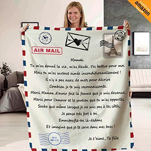 Plaid Personnalisé Doux pour Offrir à sa Mère de la Part de sa Fille. Idée Cadeau Insolite Utile pour Un Anniversaire Noel la Fête des Mères Un Mariage. Couverture Couvre Lit