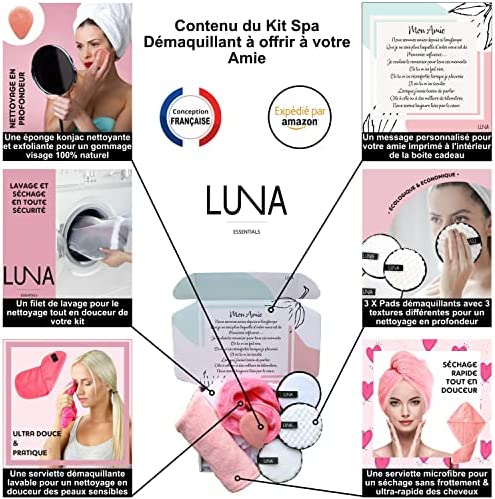 Coffret Cadeau Femme Soin Beauté Spa avec Message Personnalisé pour Offrir, Set de Démaquillage 7 produits Original et Utile, Idee Box Cadeau Bien Etre Anniversaire, Noel, Fete des Meres