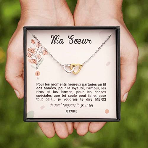 Collier Personnalisé pour Femme avec Pendentif en Forme de Coeurs Entrelacés Contenant un Message d’Amour pour Votre Soeur | Livré dans sa Boite à Bijoux | Idée Cadeau Anniversaire, Noël, Mariage Collier Personnalisé pour Femme avec Pendentif en Forme de Coeurs Entrelacés Contenant un Message d’Amour pour Votre Soeur | Livré dans sa Boite à Bijoux | Idée Cadeau Anniversaire, Noël, Mariage