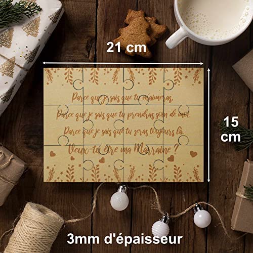 Puzzle en Bois Annonce Grossesse pour Marraine, Idee Cadeau Casse Tete Original et Personnalisé pour Faire Votre Demande, Annonce Drôle et Insolite Naissance de Bébé, Livré dans Une Pochette Cadeau Puzzle en Bois Annonce Grossesse pour Marraine, Idee Cadeau Casse Tete Original et Personnalisé pour Faire Votre Demande, Annonce Drôle et Insolite Naissance de Bébé, Livré dans Une Pochette Cadeau