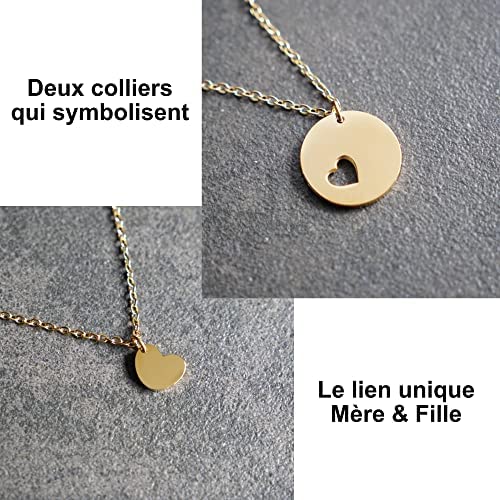 TILOVE Set de 2 colliers pour femme avec pendentif en forme de cœur Mère Fille. 2 Bijoux personnalisés livrés dans une boite avec message Porte-Bonheur. Idée cadeau Anniversaire, Noël, Fête des Mères TILOVE Set de 2 colliers pour femme avec pendentif en forme de cœur Mère Fille. 2 Bijoux personnalisés livrés dans une boite avec message Porte-Bonheur. Idée cadeau Anniversaire, Noël, Fête des Mères