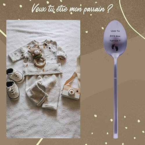 Cuillère Annonce Grossesse pour Parrain, Idee Cadeau Original et Personnalisé pour faire votre demande, Annonce Drôle et Insolite Naissance de Bébé, Cuillère à Café / Dessert avec son Coffret Cuillère Annonce Grossesse pour Parrain, Idee Cadeau Original et Personnalisé pour faire votre demande, Annonce Drôle et Insolite Naissance de Bébé, Cuillère à Café / Dessert avec son Coffret