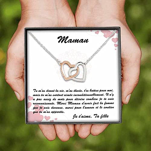 TILOVE Collier Personnalisé pour Femme avec Pendentif en Forme de Coeurs Entrelacés Contenant un Message d’Amour pour Votre Mère signé Ta Fille TILOVE Collier Personnalisé pour Femme avec Pendentif en Forme de Coeurs Entrelacés Contenant un Message d’Amour pour Votre Mère signé Ta Fille