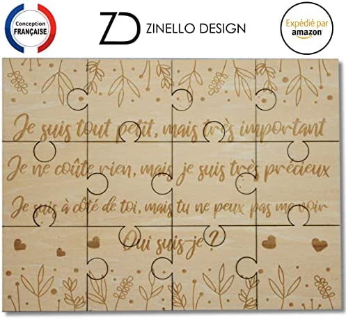 Puzzle en Bois Annonce Grossesse pour Vos Proches | Idee Cadeau Casse Tete Original et personnalisé pour Futur Papa, Grand-Mère, Grand-Père, Marraine, Parrain | Annonce Drôle et Insolite Naissance