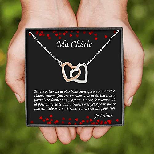 Collier Personnalisé pour Femme avec Pendentif en Forme de Coeurs Entrelacés Contenant un Message d&rsquo;Amour pour Votre Chérie, Votre Femme, Votre compagne