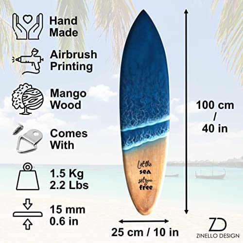 Planche de Surf Décorative en Bois de Manguier Fabriquée à la Main à Bali. Deco murale boheme à suspendre dans la chambre, le salon. Idée cadeau déco bord de mer, été, hawaii, vintage (Let the Sea) Planche de Surf Décorative en Bois de Manguier Fabriquée à la Main à Bali. Deco murale boheme à suspendre dans la chambre, le salon. Idée cadeau déco bord de mer, été, hawaii, vintage (Let the Sea)