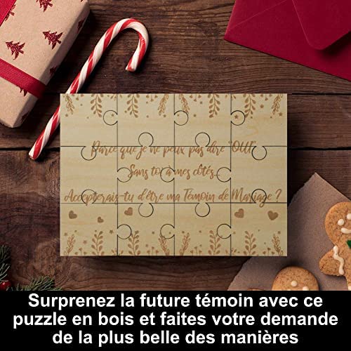Puzzle en Bois Veux-tu être ma Témoin, Idee Cadeau Casse Tete Original et Personnalisé pour Faire Votre Demande de Temoin pour Votre Mariage, Annonce Insolite EVJF, avec Pochette Cadeau Puzzle en Bois Veux-tu être ma Témoin, Idee Cadeau Casse Tete Original et Personnalisé pour Faire Votre Demande de Temoin pour Votre Mariage, Annonce Insolite EVJF, avec Pochette Cadeau