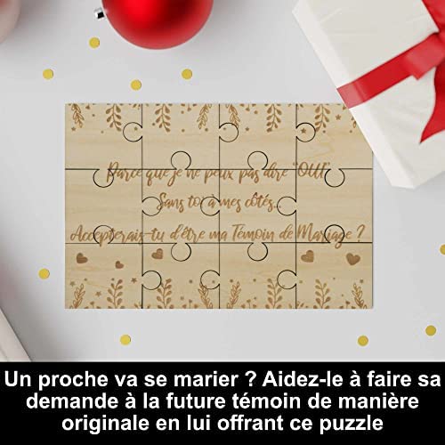Puzzle en Bois Veux-tu être ma Témoin, Idee Cadeau Casse Tete Original et Personnalisé pour Faire Votre Demande de Temoin pour Votre Mariage, Annonce Insolite EVJF, avec Pochette Cadeau Puzzle en Bois Veux-tu être ma Témoin, Idee Cadeau Casse Tete Original et Personnalisé pour Faire Votre Demande de Temoin pour Votre Mariage, Annonce Insolite EVJF, avec Pochette Cadeau