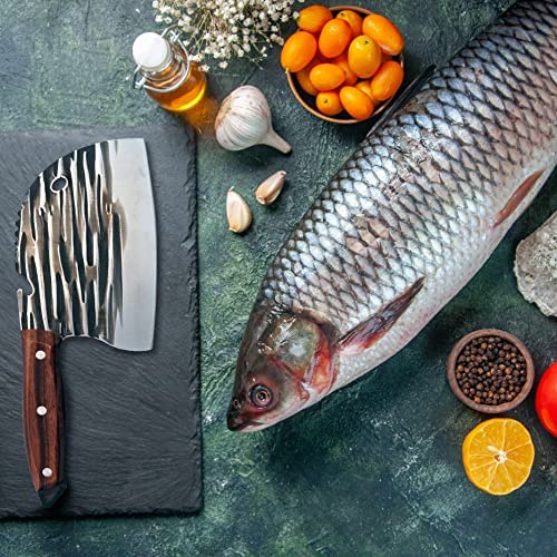 Couteau de Cuisine Japonais Professionnel en Acier Damas et Manche en Bois. Couteau de Chef, Couperet de Cuisine, Couteau Boucher avec Ecailleur à Poisson, Décapsuleur et Double Systèmes d’accroche Couteau de Cuisine Japonais Professionnel en Acier Damas et Manche en Bois. Couteau de Chef, Couperet de Cuisine, Couteau Boucher avec Ecailleur à Poisson, Décapsuleur et Double Systèmes d’accroche