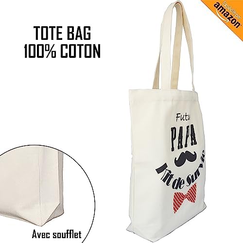 Kit De Survie Futur Papa - Tote Bag Spécial Annonce Grossesse Idée Cadeau Fête Des Pères Original Avec Sac Cabas Réutilisable