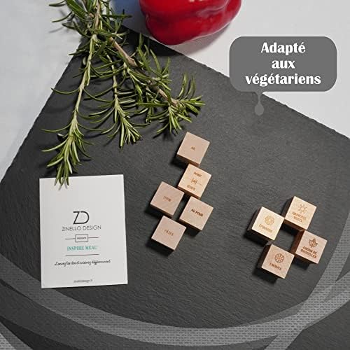 Inspire Meal® Dés en bois gravés pour trouver l’inspiration en cuisine. Ideal pour le Batch Cooking. Décideur de recettes avec votre livre de cuisine. Cadeau gourmet, cadeau cuisine, diner entre amis Inspire Meal® Dés en bois gravés pour trouver l’inspiration en cuisine. Ideal pour le Batch Cooking. Décideur de recettes avec votre livre de cuisine. Cadeau gourmet, cadeau cuisine, diner entre amis