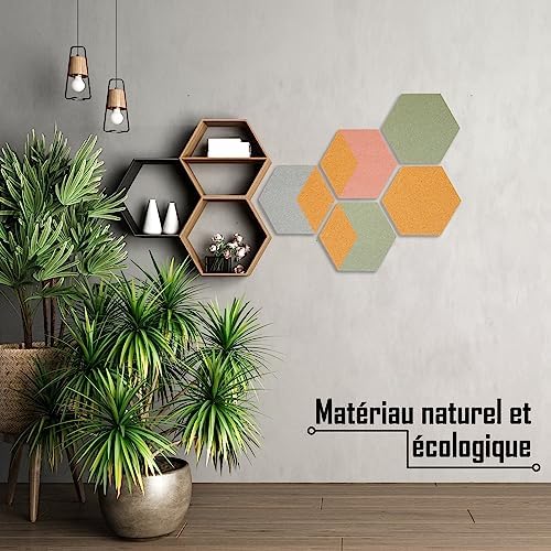 Panneau en Liege Mural Hexagonal Autocollant pour la Decoration Murale (5pcs). Tableau en Liège Décoratif Livré avec Punaise et Pince (12pcs). Dalles en Liege Véritable Idéales pour le Moodboard Panneau en Liege Mural Hexagonal Autocollant pour la Decoration Murale (5pcs). Tableau en Liège Décoratif Livré avec Punaise et Pince (12pcs). Dalles en Liege Véritable Idéales pour le Moodboard