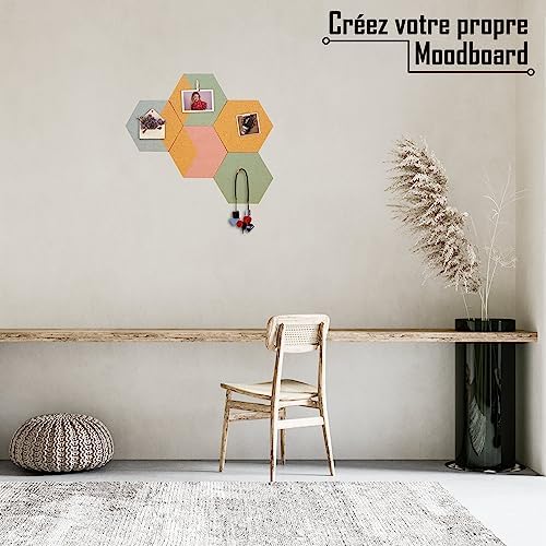 Panneau en Liege Mural Hexagonal Autocollant pour la Decoration Murale (5pcs). Tableau en Liège Décoratif Livré avec Punaise et Pince (12pcs). Dalles en Liege Véritable Idéales pour le Moodboard Panneau en Liege Mural Hexagonal Autocollant pour la Decoration Murale (5pcs). Tableau en Liège Décoratif Livré avec Punaise et Pince (12pcs). Dalles en Liege Véritable Idéales pour le Moodboard