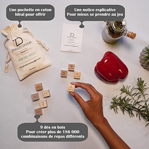 Inspire Meal® Dés en bois gravés pour trouver l’inspiration en cuisine. Ideal pour le Batch Cooking. Décideur de recettes avec votre livre de cuisine. Cadeau gourmet, cadeau cuisine, diner entre amis Inspire Meal® Dés en bois gravés pour trouver l’inspiration en cuisine. Ideal pour le Batch Cooking. Décideur de recettes avec votre livre de cuisine. Cadeau gourmet, cadeau cuisine, diner entre amis
