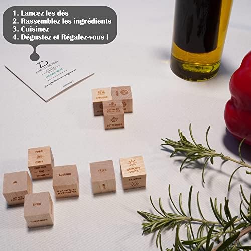 Inspire Meal® Dés en bois gravés pour trouver l’inspiration en cuisine. Ideal pour le Batch Cooking. Décideur de recettes avec votre livre de cuisine. Cadeau gourmet, cadeau cuisine, diner entre amis Inspire Meal® Dés en bois gravés pour trouver l’inspiration en cuisine. Ideal pour le Batch Cooking. Décideur de recettes avec votre livre de cuisine. Cadeau gourmet, cadeau cuisine, diner entre amis