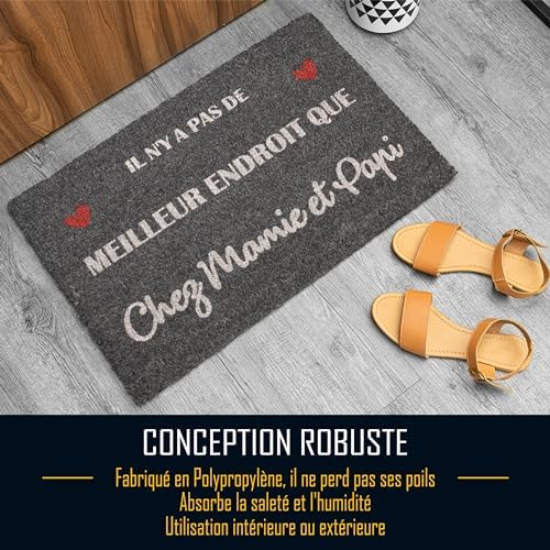 ZINELLO DESIGN – Paillasson Personnalisé à Offrir à ses Grands-Parents – Tapis d’Entrée Gris Noir 40×60 cm Intérieur Extérieur avec Message Personnalisé – Antidérapant, Lavable et Résistant à la pluie ZINELLO DESIGN – Paillasson Personnalisé à Offrir à ses Grands-Parents – Tapis d’Entrée Gris Noir 40×60 cm Intérieur Extérieur avec Message Personnalisé – Antidérapant, Lavable et Résistant à la pluie