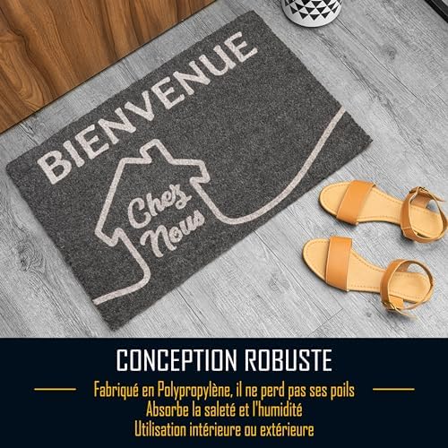 Zinello Design – Paillasson Personnalisé « Bienvenue chez Nous » – Tapis d’Entrée Gris Noir 40×60 cm Intérieur Extérieur avec Message Personnalisé – Antidérapant, Lavable et Résistant à la Pluie Zinello Design – Paillasson Personnalisé « Bienvenue chez Nous » – Tapis d’Entrée Gris Noir 40×60 cm Intérieur Extérieur avec Message Personnalisé – Antidérapant, Lavable et Résistant à la Pluie