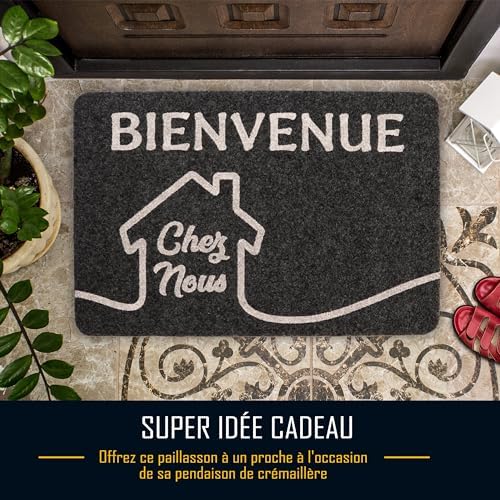 Zinello Design – Paillasson Personnalisé « Bienvenue chez Nous » – Tapis d’Entrée Gris Noir 40×60 cm Intérieur Extérieur avec Message Personnalisé – Antidérapant, Lavable et Résistant à la Pluie Zinello Design – Paillasson Personnalisé « Bienvenue chez Nous » – Tapis d’Entrée Gris Noir 40×60 cm Intérieur Extérieur avec Message Personnalisé – Antidérapant, Lavable et Résistant à la Pluie