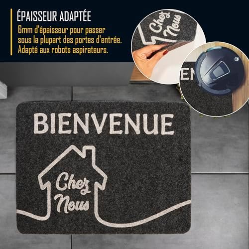 Zinello Design – Paillasson Personnalisé « Bienvenue chez Nous » – Tapis d’Entrée Gris Noir 40×60 cm Intérieur Extérieur avec Message Personnalisé – Antidérapant, Lavable et Résistant à la Pluie Zinello Design – Paillasson Personnalisé « Bienvenue chez Nous » – Tapis d’Entrée Gris Noir 40×60 cm Intérieur Extérieur avec Message Personnalisé – Antidérapant, Lavable et Résistant à la Pluie