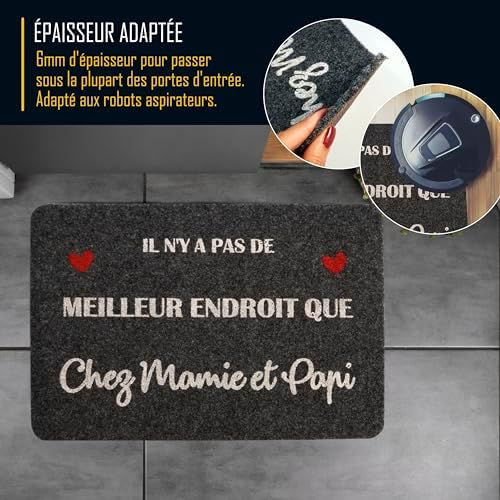 ZINELLO DESIGN – Paillasson Personnalisé à Offrir à ses Grands-Parents – Tapis d’Entrée Gris Noir 40×60 cm Intérieur Extérieur avec Message Personnalisé – Antidérapant, Lavable et Résistant à la pluie ZINELLO DESIGN – Paillasson Personnalisé à Offrir à ses Grands-Parents – Tapis d’Entrée Gris Noir 40×60 cm Intérieur Extérieur avec Message Personnalisé – Antidérapant, Lavable et Résistant à la pluie