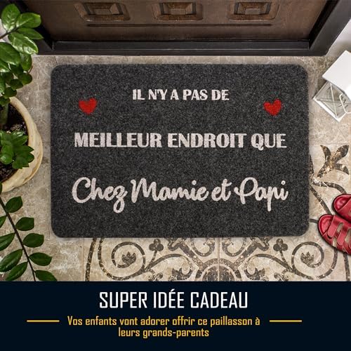ZINELLO DESIGN – Paillasson Personnalisé à Offrir à ses Grands-Parents – Tapis d’Entrée Gris Noir 40×60 cm Intérieur Extérieur avec Message Personnalisé – Antidérapant, Lavable et Résistant à la pluie ZINELLO DESIGN – Paillasson Personnalisé à Offrir à ses Grands-Parents – Tapis d’Entrée Gris Noir 40×60 cm Intérieur Extérieur avec Message Personnalisé – Antidérapant, Lavable et Résistant à la pluie