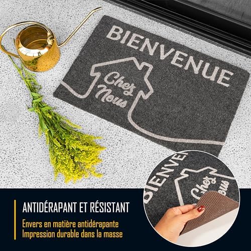 Zinello Design – Paillasson Personnalisé « Bienvenue chez Nous » – Tapis d’Entrée Gris Noir 40×60 cm Intérieur Extérieur avec Message Personnalisé – Antidérapant, Lavable et Résistant à la Pluie Zinello Design – Paillasson Personnalisé « Bienvenue chez Nous » – Tapis d’Entrée Gris Noir 40×60 cm Intérieur Extérieur avec Message Personnalisé – Antidérapant, Lavable et Résistant à la Pluie