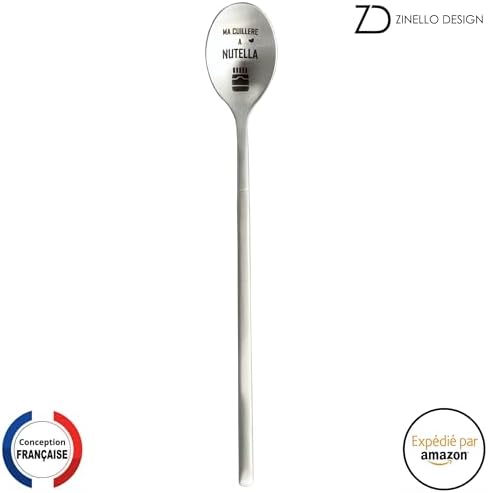 ZINELLO DESIGN – Cuillère à Pâte à Tartiner Personnalisée de 20,5cm – Idée Cadeau Insolite pour Hommes, Femmes et Ados – Accessoire Gourmand pour les Amateurs de Chocolat ! En Acier Inoxydable 18/10