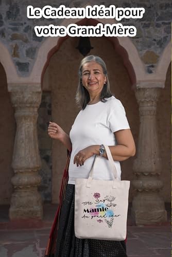 Zinello Design – Tote Bag avec Message Attentionné pour Offrir à sa Grand-Mère – Idée Cadeau Fete des Grands-Mères – Pochette Mamie, Sac Personnalisé, Sac Cabas en Coton, Cadeau Anniversaire Femme