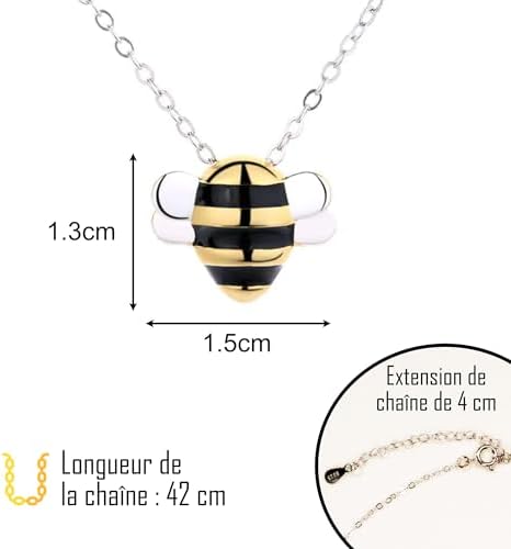 TILOVE – Collier Abeille Argent 925 – Hypoallergénique, Pendentif Nature, Longueur Ajustable, Bijou Éco-friendly avec Coffret, Idée Cadeau pour Femme Fille pour Noël, Anniversaire, Saint Valentin TILOVE – Collier Abeille Argent 925 – Hypoallergénique, Pendentif Nature, Longueur Ajustable, Bijou Éco-friendly avec Coffret, Idée Cadeau pour Femme Fille pour Noël, Anniversaire, Saint Valentin