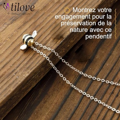 TILOVE – Collier Abeille Argent 925 – Hypoallergénique, Pendentif Nature, Longueur Ajustable, Bijou Éco-friendly avec Coffret, Idée Cadeau pour Femme Fille pour Noël, Anniversaire, Saint Valentin TILOVE – Collier Abeille Argent 925 – Hypoallergénique, Pendentif Nature, Longueur Ajustable, Bijou Éco-friendly avec Coffret, Idée Cadeau pour Femme Fille pour Noël, Anniversaire, Saint Valentin
