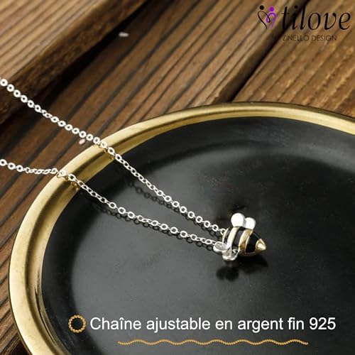 TILOVE – Collier Abeille Argent 925 – Hypoallergénique, Pendentif Nature, Longueur Ajustable, Bijou Éco-friendly avec Coffret, Idée Cadeau pour Femme Fille pour Noël, Anniversaire, Saint Valentin TILOVE – Collier Abeille Argent 925 – Hypoallergénique, Pendentif Nature, Longueur Ajustable, Bijou Éco-friendly avec Coffret, Idée Cadeau pour Femme Fille pour Noël, Anniversaire, Saint Valentin