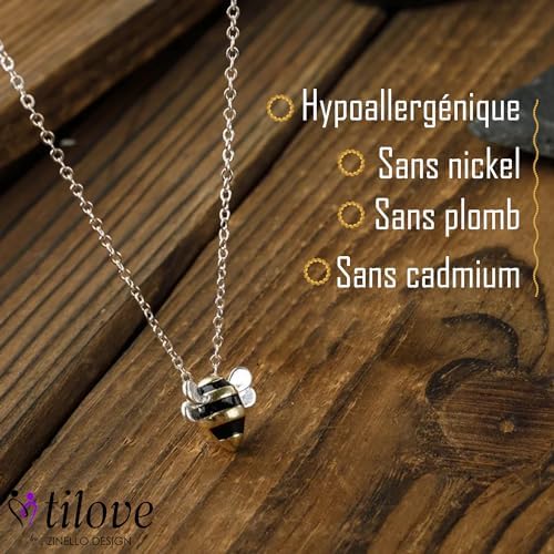 TILOVE – Collier Abeille Argent 925 – Hypoallergénique, Pendentif Nature, Longueur Ajustable, Bijou Éco-friendly avec Coffret, Idée Cadeau pour Femme Fille pour Noël, Anniversaire, Saint Valentin TILOVE – Collier Abeille Argent 925 – Hypoallergénique, Pendentif Nature, Longueur Ajustable, Bijou Éco-friendly avec Coffret, Idée Cadeau pour Femme Fille pour Noël, Anniversaire, Saint Valentin