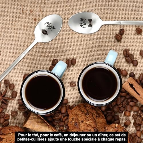 ZINELLO DESIGN – Set de 2 Cuillères Personnalisées Gravées « Mr » et « Mrs » – Idée Cadeau Parfaite pour Couple, Mariage, Anniversaire, Noël, Saint Valentin – Livrées dans un coffret cadeau pour offrir ZINELLO DESIGN – Set de 2 Cuillères Personnalisées Gravées « Mr » et « Mrs » – Idée Cadeau Parfaite pour Couple, Mariage, Anniversaire, Noël, Saint Valentin – Livrées dans un coffret cadeau pour offrir