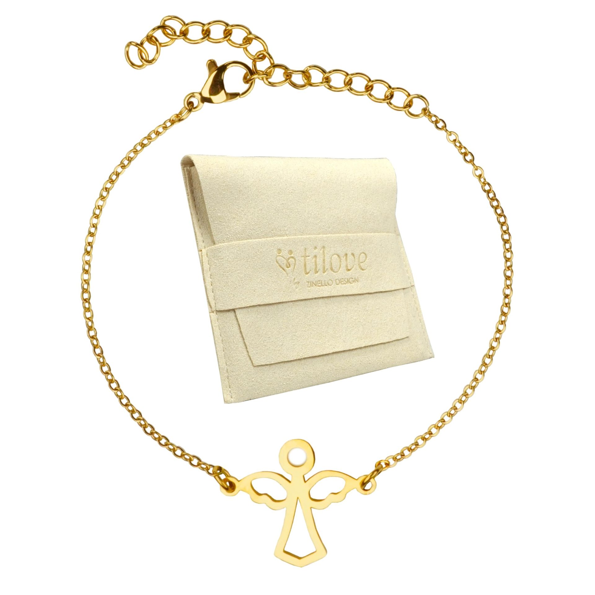 Bracelet Ange en Acier Inoxydable Doré