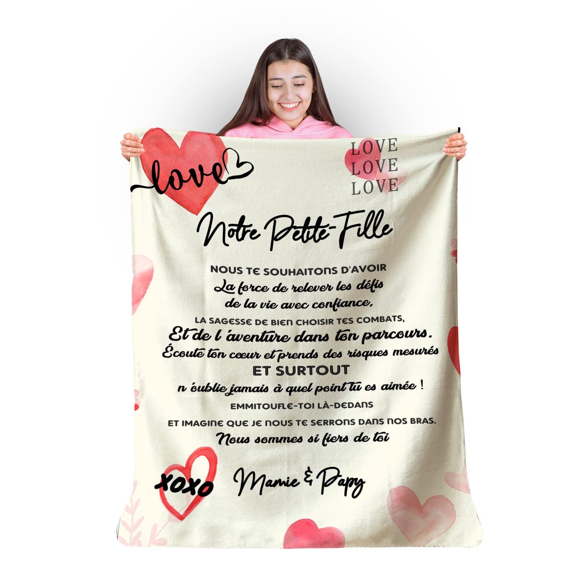 Plaid personnalisé pour Petite-Fille de la Part de Mamie et Papi