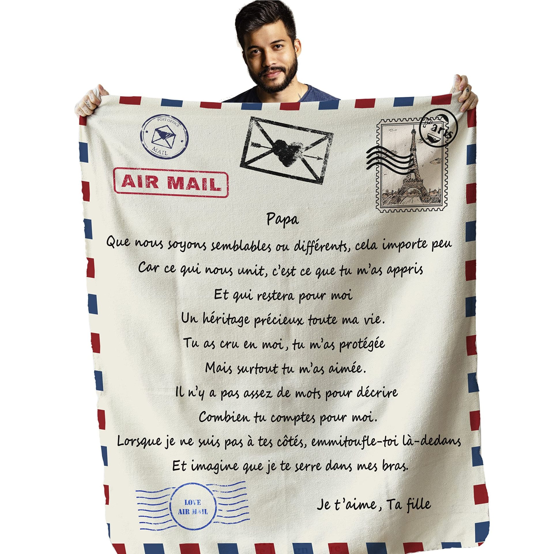 Plaid personnalisé pour papa de la part de sa fille