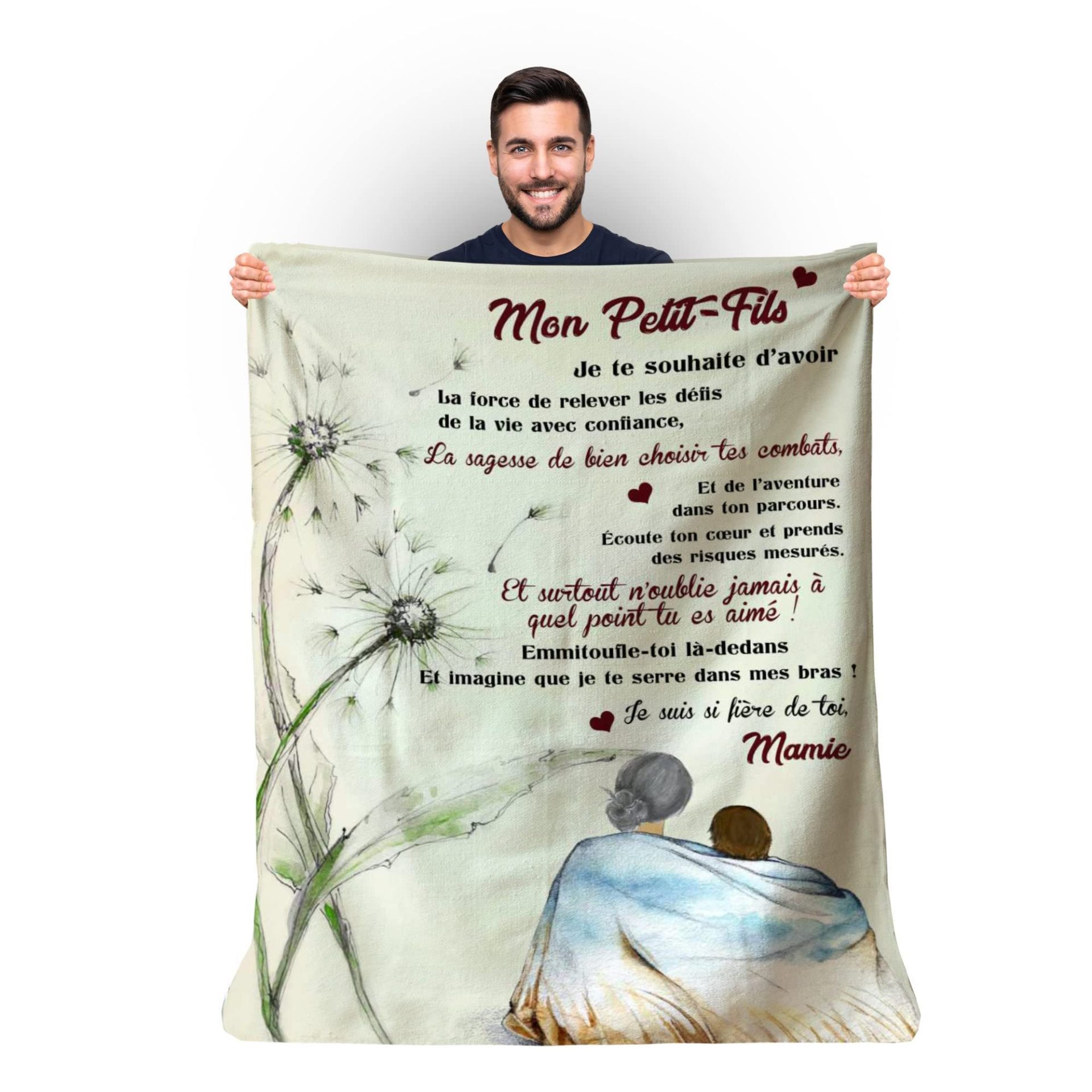 Plaid personnalisé pour petit-fils de la part de Mamie